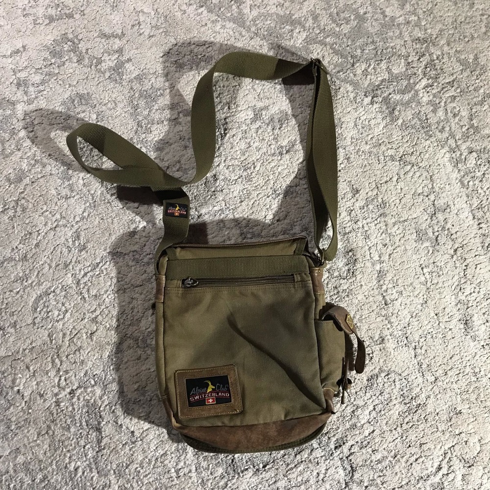 Switzerland Alpine Club Faux Leather Canvas Shoulder Crossbody Bag